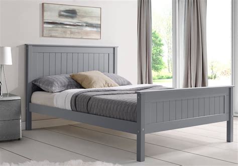 Parmone Grey Traditional Panelled Wooden Bed Frame 4ft6 Double