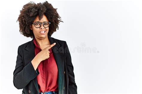 African American Woman With Afro Hair Wearing Business Jacket And