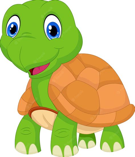 Premium Vector Cute Cartoon Green Turtle