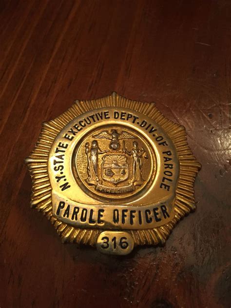 Vintage New York State Parole Officer Badge Pin Back With No Hallmark