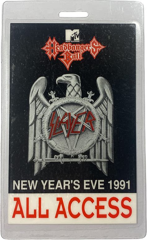 Slayer Laminate Backstage Pass Headbangers Ball New Years Eve 91all Access At Amazons