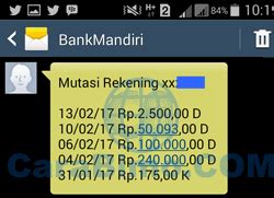 Saya coba mencari informasi tambahan dari sumber lain, dikatakan bahwa rekening ini memang hanya bisa dibikin oleh. Cara Melihat Daftar Transaksi Mandiri Via SMS Banking *141*6#