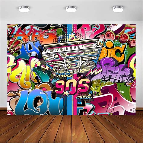 Mehofoto Hip Hop Graffiti Wall Backdrop 7x5ft 90s Party Abstract Art