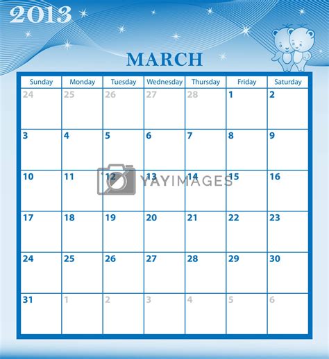 Calendar 2013 March By Toots Vectors And Illustrations Free Download