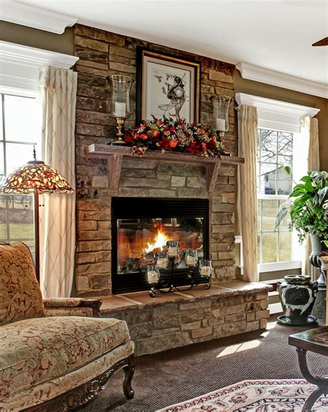 A Stone Fireplace Adds A Rustic Element To An Elegant Room Making It A Warm Inviting S