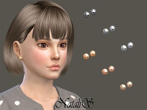 Natalischild Metal Ball Stud Earrings Sims 4 Children