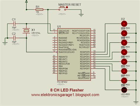 8 Channel Led Blinking Sequence Using Pic Microcontroller Electronics