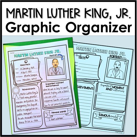 Martin Luther King Jr Biography Graphic Organizer 2nd 3rd 4th 5th