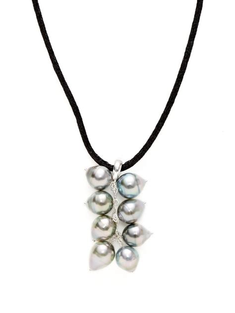 Tahitian Pearl Cluster Pendant Necklace By Baggins Pearls At Gilt