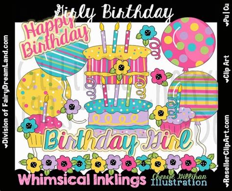 Items Similar To Girly Birthday Party Clip Art Commercial Use