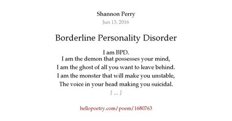 Borderline Personality Disorder By Shannon Perry Hello Poetry