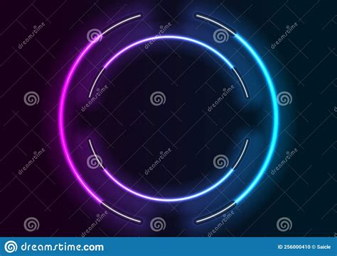 Abstract Blue Ultraviolet Neon Circles Frame From Fluorescent Lamps