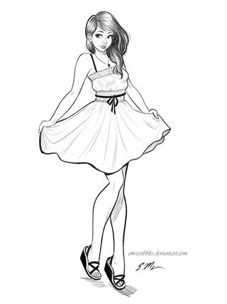 Simple clothing folds & creases with basic shapes. Anime Girl Dress Drawing at GetDrawings | Free download