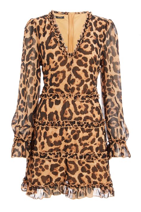 Brown Leopard Print Tiered Frill Dress Quiz Clothing