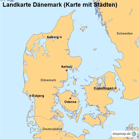 Dänemark ist ein kleines skandinavisches land mit viel zu sehen und zu tun. StepMap - Landkarte Dänemark (Karte mit Städten ...