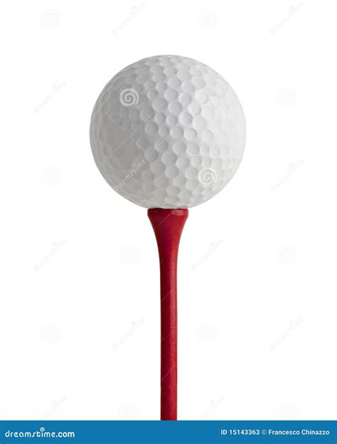 Golfbal Op Rood T Stuk Stock Afbeelding Image Of Knippen 15143363