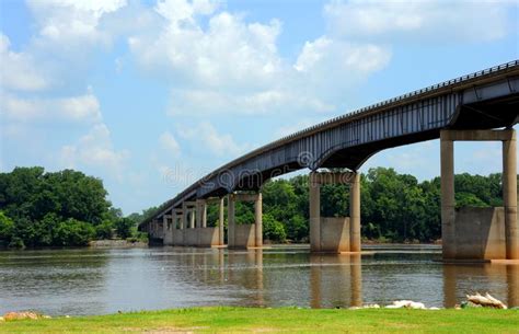 Arkansas River And River Bridge Stock Photo Image Of Placid