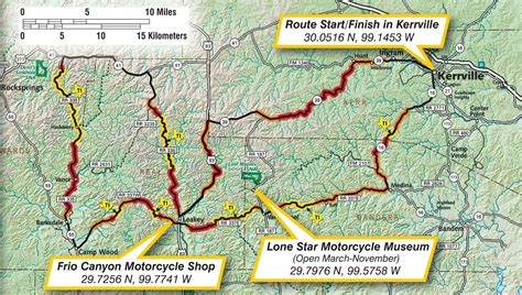 Map Of The Three Sisters Motorcycle Route In The Beautiful Hill Country