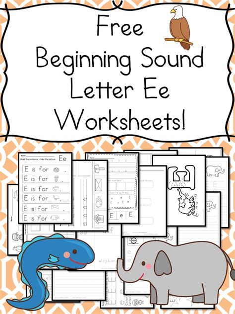 beginning sounds letter e worksheets free and fun
