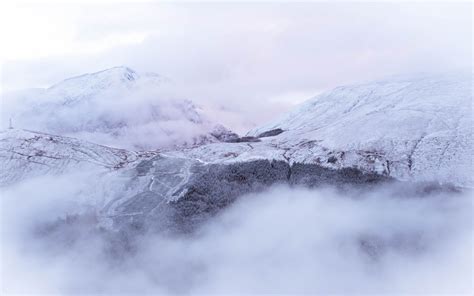 Download Wallpaper 3840x2400 Mountains Snow Fog Landscape Nature
