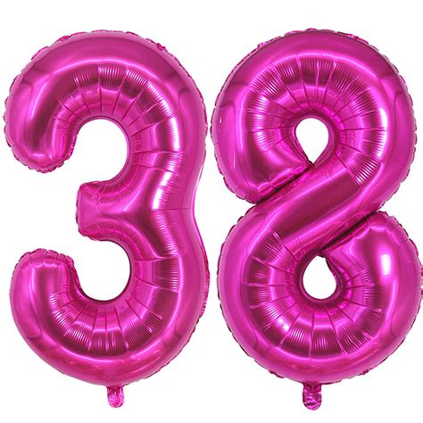 Hot Pink Number 38 Balloon Dark Pink Number 38 Balloon Jumbo Giant Big