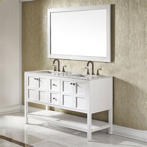 3cm eased edge tops come with white porcelain rectangular sink(s) that. Caldwell 60" Double Bathroom Vanity Set with Mirror ...