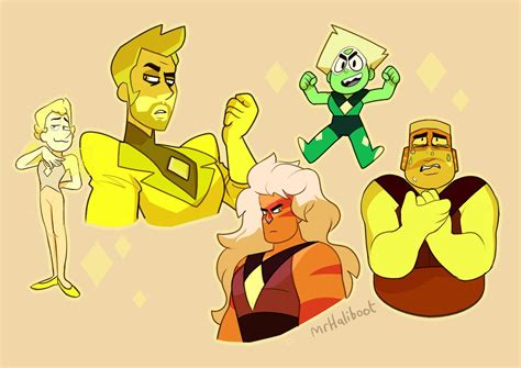 Some More Male Au Gems This Time In Yellow Its Fun To Draw Gems With Beards And Moustaches