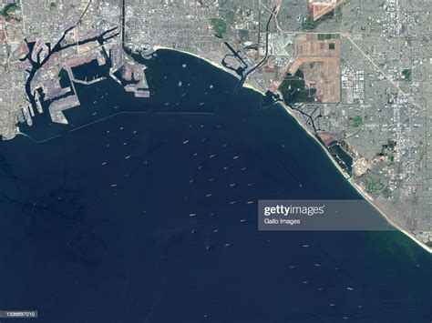 Port Congestion At Los Angeles And Long Beach Ports Imaged 26 August
