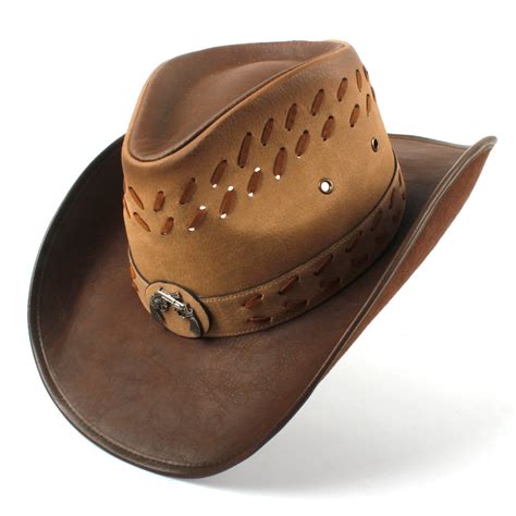 100 Leather Men Western Cowboy Hat For Dad Gentleman Sombrero Hombre