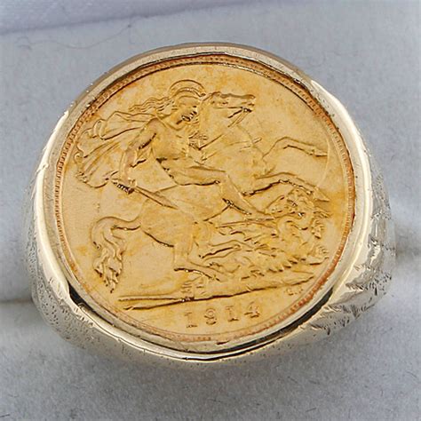 1914 9ct And 22ct Gold Yellow Gold Half Sovereign Coin Ring Mount Rrp £