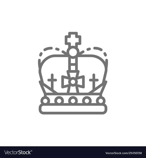 Crown Monarchy Royal Power Line Icon Royalty Free Vector