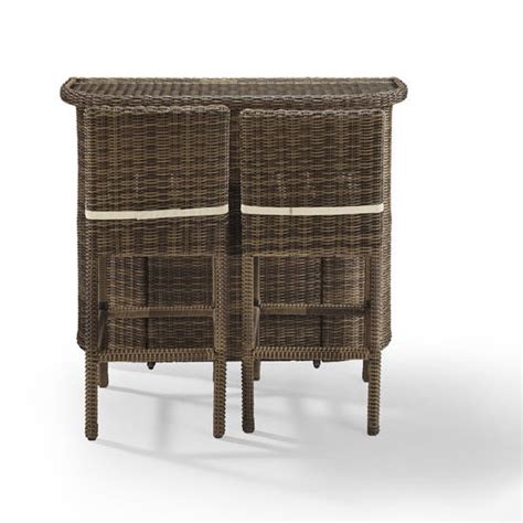 Bradenton 3 Piece Outdoor Wicker Bar Set With Bar And Two Stools With