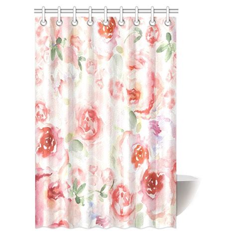 Mypop Watercolor Flower Shower Curtain Soft Colored Pale