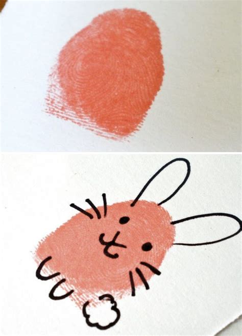 Coloriage lapin facile 72 a imprimer et coloriage en ligne pour enfants. Dessin de lapin avec empreinte de doigt | Dessin lapin ...