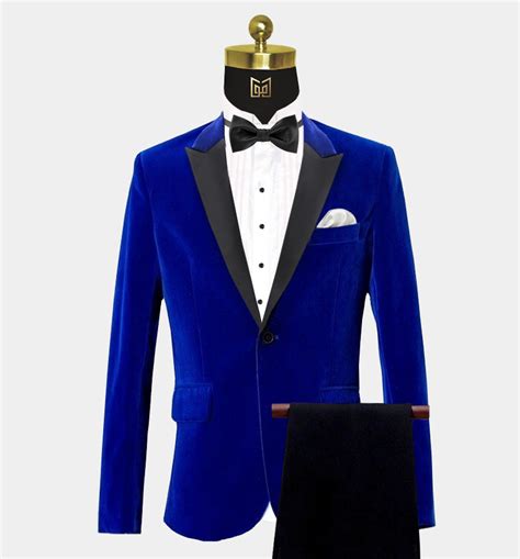 2 Piece Royal Blue Velvet Tuxedo Suit Gentlemans Guru