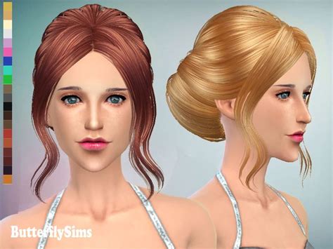 Sims 4 Hairs ~ Butterflysims French Bun Hairstyle 085 Sims Hair Bun