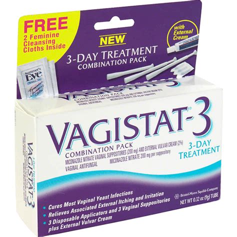 Vagistat 3 Vaginal Antifungal 3 Day Treatment Combination Pack With