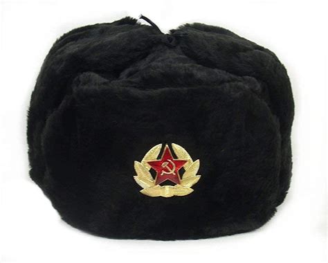 hat russian soviet army black kgb fur military cossack ushanka size m clothing