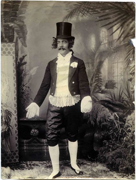 a man dressed in elaborate early victorian costume with a top hat culture waitaki