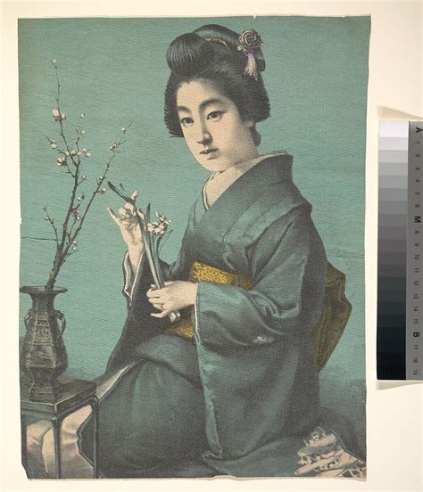 Unidentified Artist Girl With Plum Blossoms Japan Meiji Period The