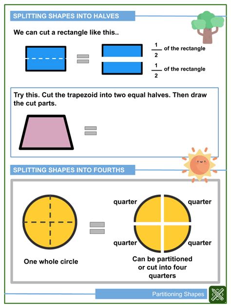 Partitioning Shapes 1st Grade Math Worksheets | Common Core Aligned