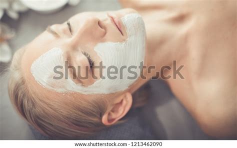 Face Maskbeautiful Young Girl Spa Cosmetician Stock Photo 1213462090