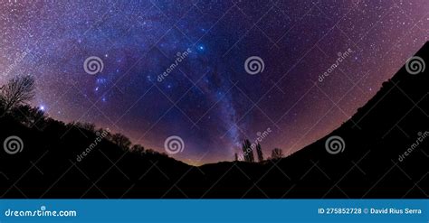 Astrophotography Of The Winter Milky Way In The Mountains Stock Photo