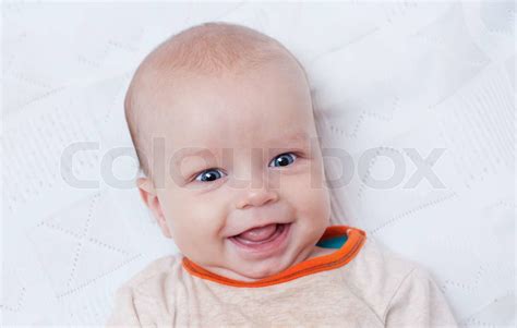 Cute Newborn Baby Smiling Stock Image Colourbox