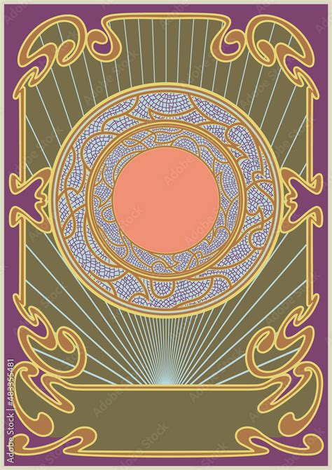 Art Nouveau Background Frame Vector Template For 1900s Style Posters
