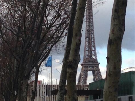 It is by far my most favorite monument in france. UN flag and the Eiffel Tower outside the UNESCO building ...