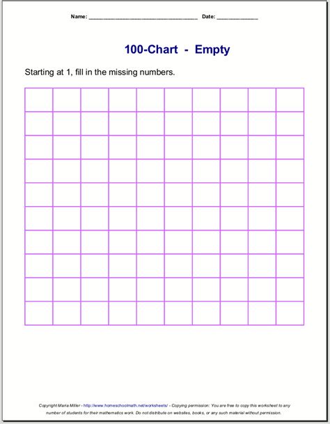 Free Printable Number Charts And 100 Charts For Counting