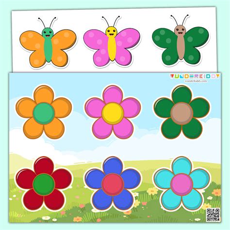 Printable Flower And Butterfly Color Match Game For Kids