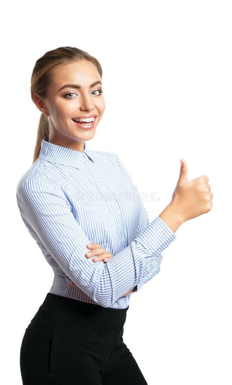 Smiling Woman Showing Thumbs Up Gesture Stock Photo Image Of