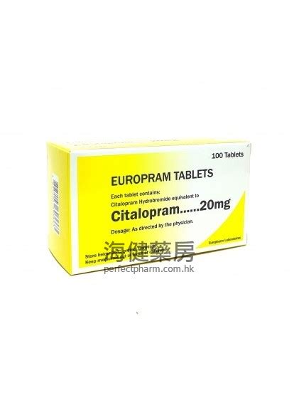 Europram 20mg Citalopram 100tablets 選擇性血清素再吸收抑制劑 Ssris 海健藥房